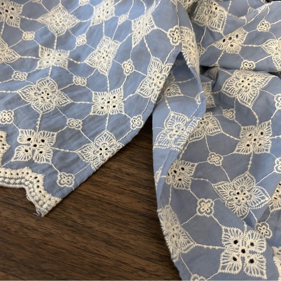 Zara Blue and White Bell Sleeve Blouse M - Picture 7 of 11